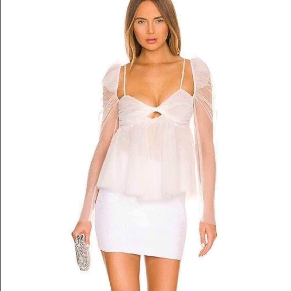 THE Bar Jules‎ Top in  White Tulle Size Large